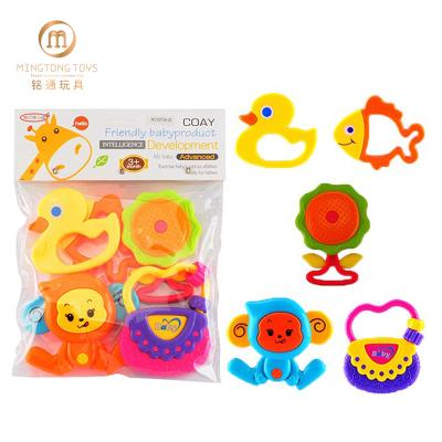 China 5 Pcs Baby Music Rattle Children Funny Hand Bell Educational Shaking Animal Toy for sale