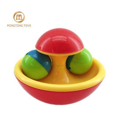 China Lovely Mushroom Musical Plastic Infant Bell Promotional Toy Roll Ball Baby Toy Round Rattles for sale