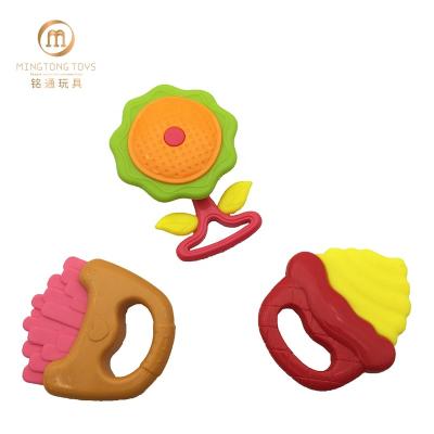 China Baby Soft Plastic Rattle Set Bell Hand Children Safety Combination 3pcs Squeaky Toy for sale