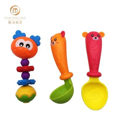 China Safety Animals Shape Soft Plastic Safe Spoon Smart Baby Kids Ratchet Toys for sale