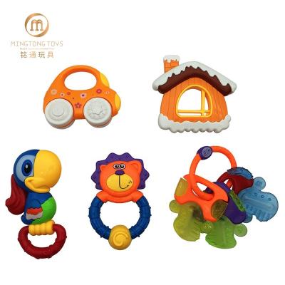 China 5pcs Safety Household Combination Baby Rattle Toys Cheap Plastic Hand Bell Set for sale