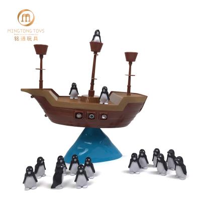 China Mini Toy Children Favorite Educational Plastic Balance Board Game Custom Boat Toy Penguin Stand For Kids Best Gift for sale