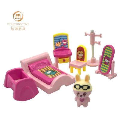 China Pretend Play Toys Children Kids Children Preschool Girl Small Plastic Tender Mini Pretend Play House Bedroom Furniture Toys for sale