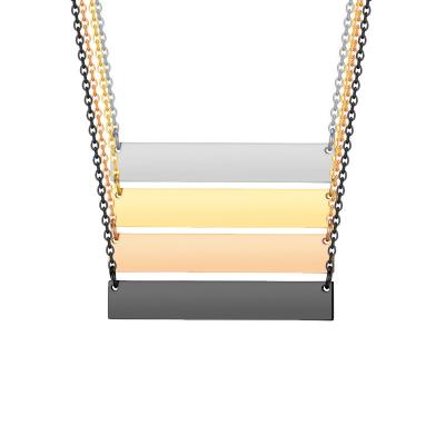 China Wholesale CLASSIC Personalized Silver Pendant Jewelry 18k Gold Plated Custom Engraved Stainless Steel Bar Necklace for sale