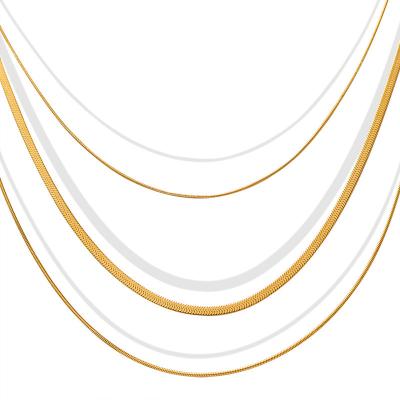 China CLASSIC 14K Gold/Silver Plated Snake Chain Necklace Gold Choker Fishbone Necklaces For Women Girl Gifts Jewelry for sale