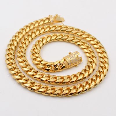 China Jewelry Wholesale CLASSIC Round Jewelry 10K 14k 18k Solid Gold Necklace Chain Cuban Necklace for sale