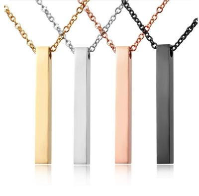 China CLASSIC Custom Wholesale 18K Gold Plated 316L Stainless Steel Bar Necklace for sale