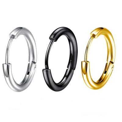 China Hiphop 316L Stainless Steel Fashion Jewelry 14K Gold Plated Brass Hoop Earrings for sale