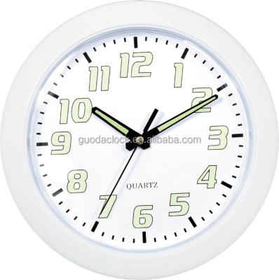 China LUMINOVA Home Decorative Gift Promotional Simple Design Round LuminousWall Plastic Clock for sale