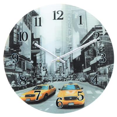 China Europe Popular 12 Inch Tempered Glass Decoration Colorful UV Printing Home Wall Clock for sale