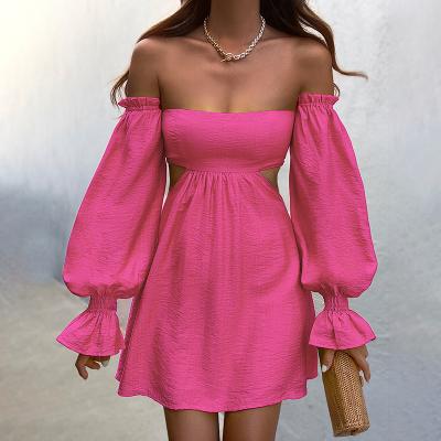 China Anti-Static Hot Sale 2022 Spring Summer Collection New Arrival Women's Bubble Long Sleeve Dress Off The Shoulder Fashion Women's Dresses for sale