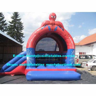 China Indoor / Outdoor PVC Spiderman Inflatable Jumping Bouncer With Slide for sale