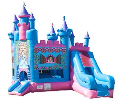 China PVC Tarpauline Princess Castle Bounce House Inflatable Combo Slide and Moonwalk Includes Blower for sale