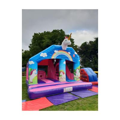 China Commercial PVC Tarpauline Unicorn Inflatable Combo, Crown Princess Inflatable Carriage Combo, Unicorn Bouncer With Slide for sale