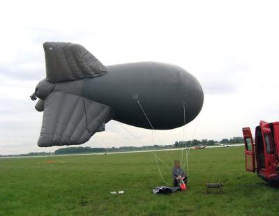 China 0.55mm Gray PVC Inflatable Trampaulin Helium Flowing Blimp Advertising Inflatable Helium Balloon For Sale for sale