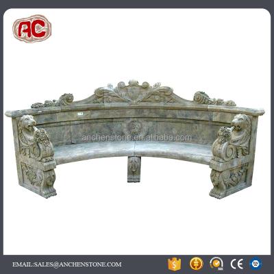 China Patio Bench Garden Natural Stone Bench with Lion Head Style for sale