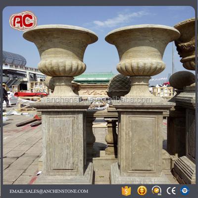 China Outdoor Decoration Hot Sale Antique Stone Flower Pots for sale