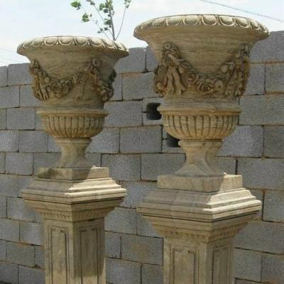 China Europe popular stone flower pots, antique stone planter, antique stone vase for sale