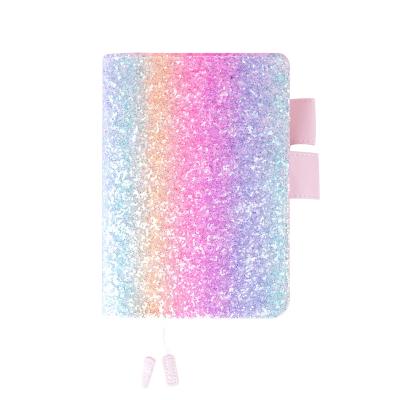 China Rainbow Glitter Cover Loose Leaf Custom Colorful Student Daily Notebook for sale