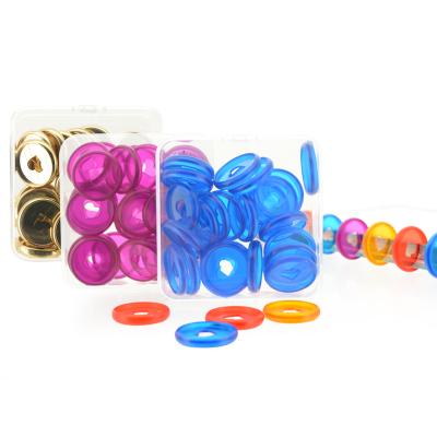 China 28mm Ring Binding Plastic Transparent Colorful Disc Heart Shape Disc Binding Discs For Planner In Retail Packing for sale