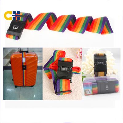 China Custom CH-18C Suitcase Rainbow Luggage Strap With Plastic Buckle for sale