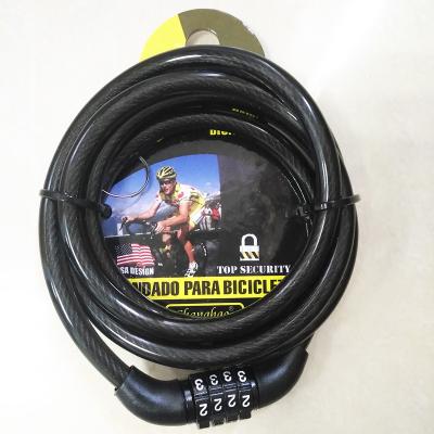 China Specialized High Quality Plastic Wire+PVC Cover CH-203 8*1500mm Combination Cable Lock For Bike for sale