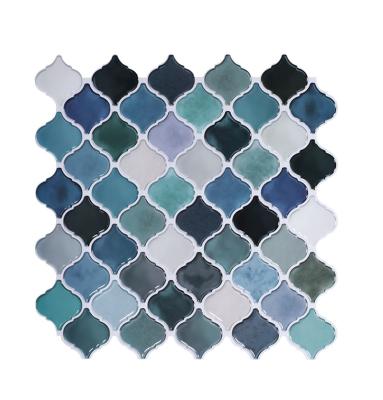 China Premium Natural And Durable Peel And Stick Tile Backsplash Stick On Teal Arabesque Self Adhesive Wall Tiles For Kitchen And Bathroom for sale