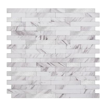 China DIY Strip Backsplash Mosaic Peel And Stick Aluminum Wall Tile For Kitchen Walls for sale