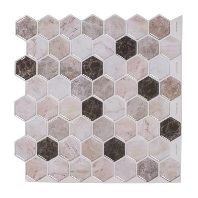 China Self-adhesive DIY 3D Interior Wall Decor Self Adhesive DIY 3D Tile Backsplash Vinyl Effect Hexagon Eco-Friendly Easy Style for sale