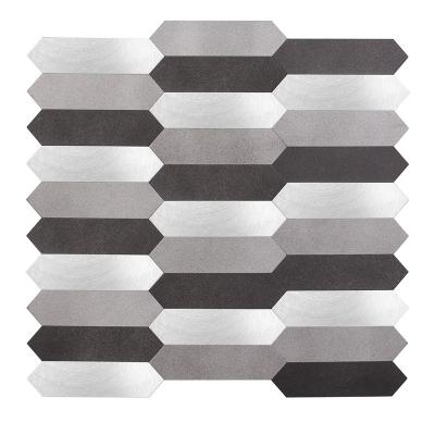 China Aluminum Self Adhesive Backsplash Waterproof Hexagon Tiles 4mm Waterproof Stick On Wall Sticker In Black And Sliver Color for sale