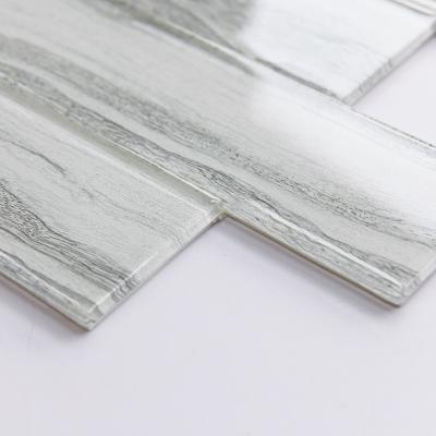 China Luxury Strong Adhesive Parquet Marble Pattern Peel And Stick Glass Slab Backsplash For Home Space Walls for sale