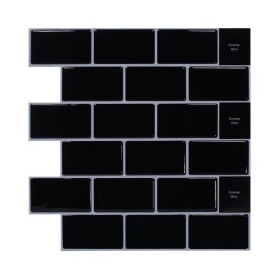 China Self Adhesive Bathroom/Kitchen/Bedroom 3D Wall Tile 12*12 Inch Peel And Stick Tile Subway PU Waterproof Home Decor For Kitchen Bathroom Backsplash for sale