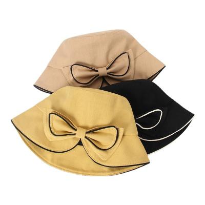 China Image Bucket Hat Women's Summer Solid Color Japanese Style All-match Bow Bucket Hat for sale