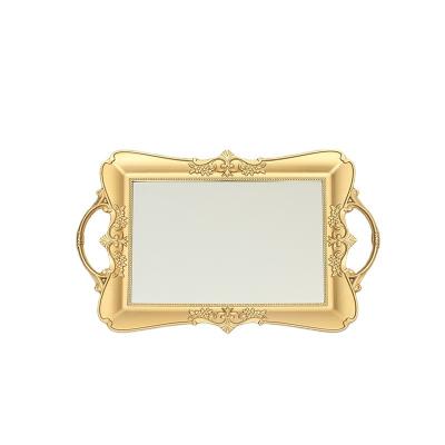 China Viable Wholesale Hotel China Style Bathroom Vintage European Table Centerpiece Decorating Mirror Tray for sale