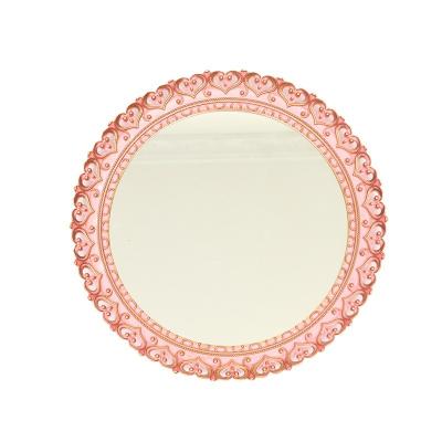 China Latest Viable Hot Selling Creative Plastic Glass Tray Mirror Circle Jewelry Tray Wedding Home Decor Perfume Cosmetic Tray for sale