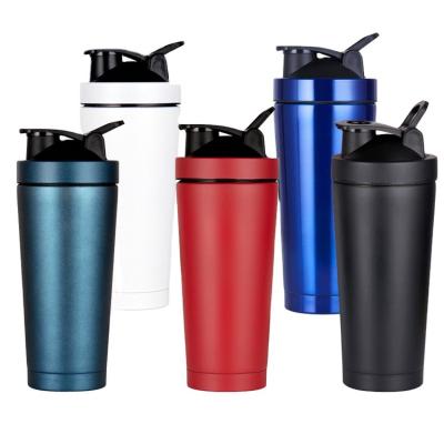 China Hot Selling Metal 750ML Viable Clean Stainless Steel Multicolor Design Protein Shaker Bottle for sale