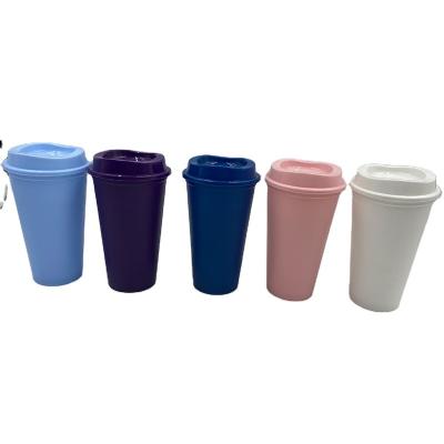 China Amazon 2022 Unbreakable New Hot Reusable 16oz Mugs Togo Drinking Large Recyclable 16oz Plastic Travel Coffee Cups for sale