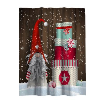 China Sustainable Christmas Digital Printing Waterproof Washable Shower Bath Curtain Luxury Shower Set Curtain Set Polyester for sale