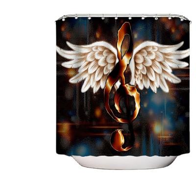 China Sustainable Angel Wings 3D Printing Waterproof Bathroom Shower Curtain Bath Curtain Shower Set Partition Curtain Set Polyester Fiber Tarpaulin for sale