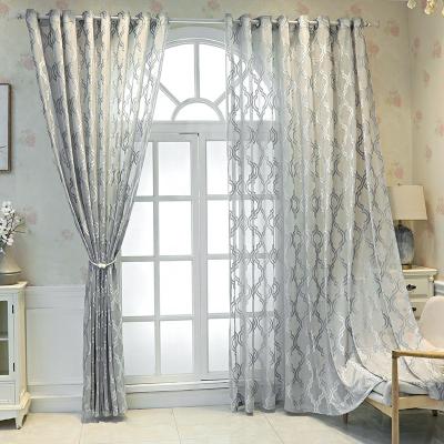 China Minimalist geometric relief transmission curtains in living room bedroom balcony light thermal insulation sunscreen transmission curtains for sale