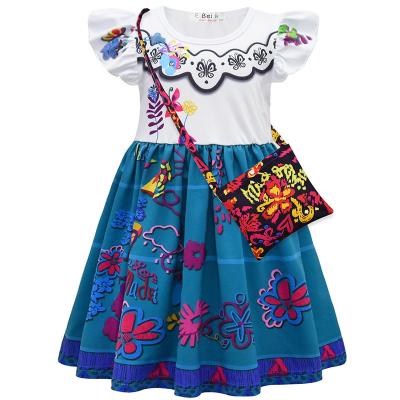 China Fashion Breathable Kids Dress Summer Floating Sleeve Carnival Girls Princess Dress Dress Children's Encanto Gathered Dresses for sale