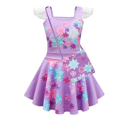 China Breathable Summer Baby Girls Dresses Flutter Sleeve Lace Short Sleeve Princess Floral Girls Encanto Carnival Dresses for sale