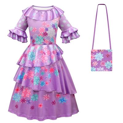 China Wholesale Ruffle Sleeve Floral Print Princess Girls Dress Breathable Kids Princess Encanto Dresses Newly for sale