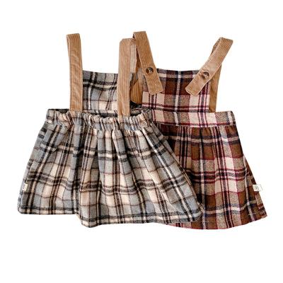 China Autumn Fashion Plaid Fashion Babies Wholesale Belt Skirt Cute Infant Boutique Clothes for sale