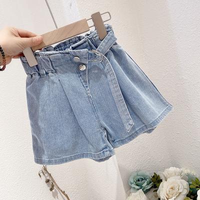 China Wholesa Breathable High Waist Cute Kids Boutique Clothes Little Girls Denim Abbreviations Summer for sale