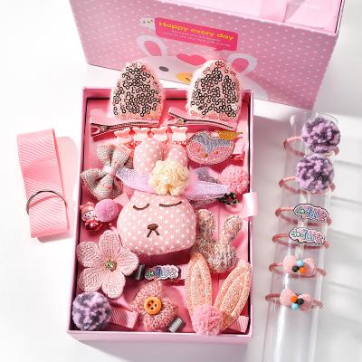 China Sweet RTS Candy Color Mix Patterns Kids Hair Accessories Shape Babies Hair Bows Box Gift Sets for sale