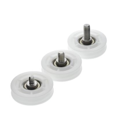 China Stable performance: low voice rubber coated bearing with plastic outer thread nylon guide wheel roller bearings screw unilateral U groove position for sale