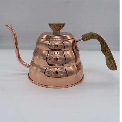 China WITH LID 1.0L High Quality Cooper Color Finished Gooseneck Slim Spout For Hand Drip Pour Over Coffee Kettle for sale