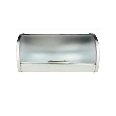 China Freshness Keeping Bread Bin For Kitchen Bread Storage Bin Stainless Steel With Frosted Acrylic Cylinder Desk for sale