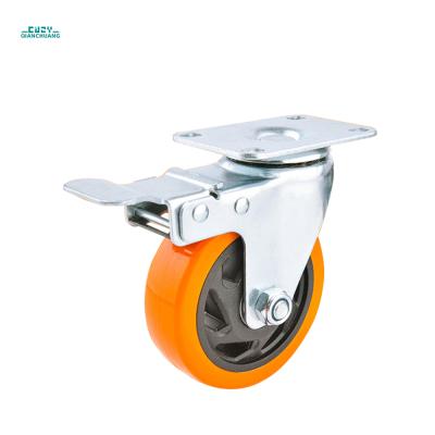 China swivel & Amazon Hot Selling Rigid 3 4 5 Inch For Hand Cart Orange PVC Caster Wheels 100mm Heavy Duty Casters for sale